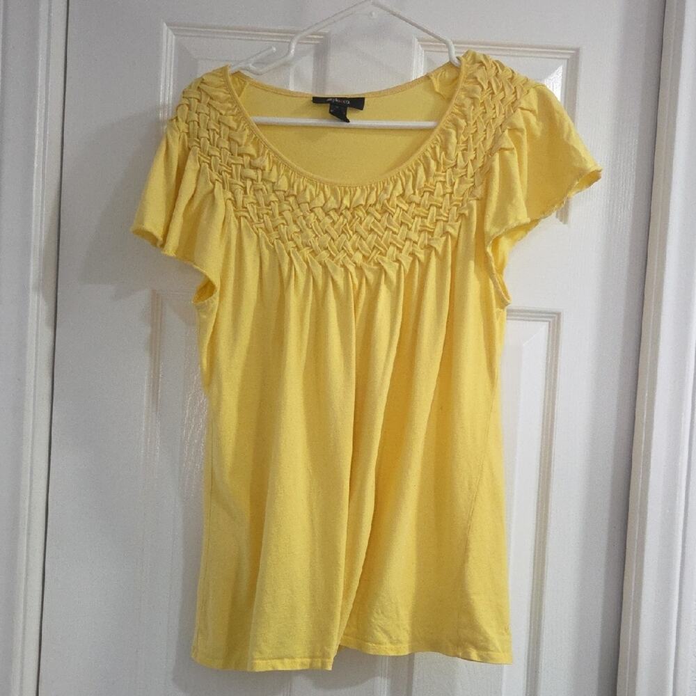Style & Co. Yellow Smocked Blouse